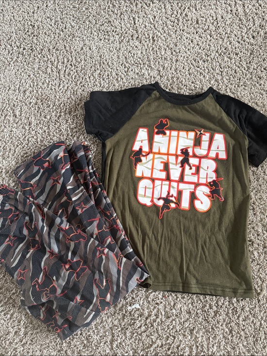 Other - Boys Green Pajama set A Ninja Never Quits top and pants